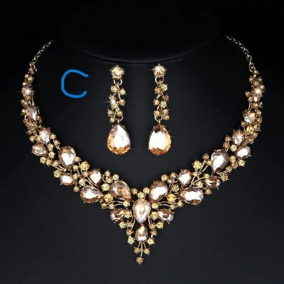 New Molie Bridal Austrian Crystal Necklace and Earrings Jewelry Set Gift… - Picture 3 of 10